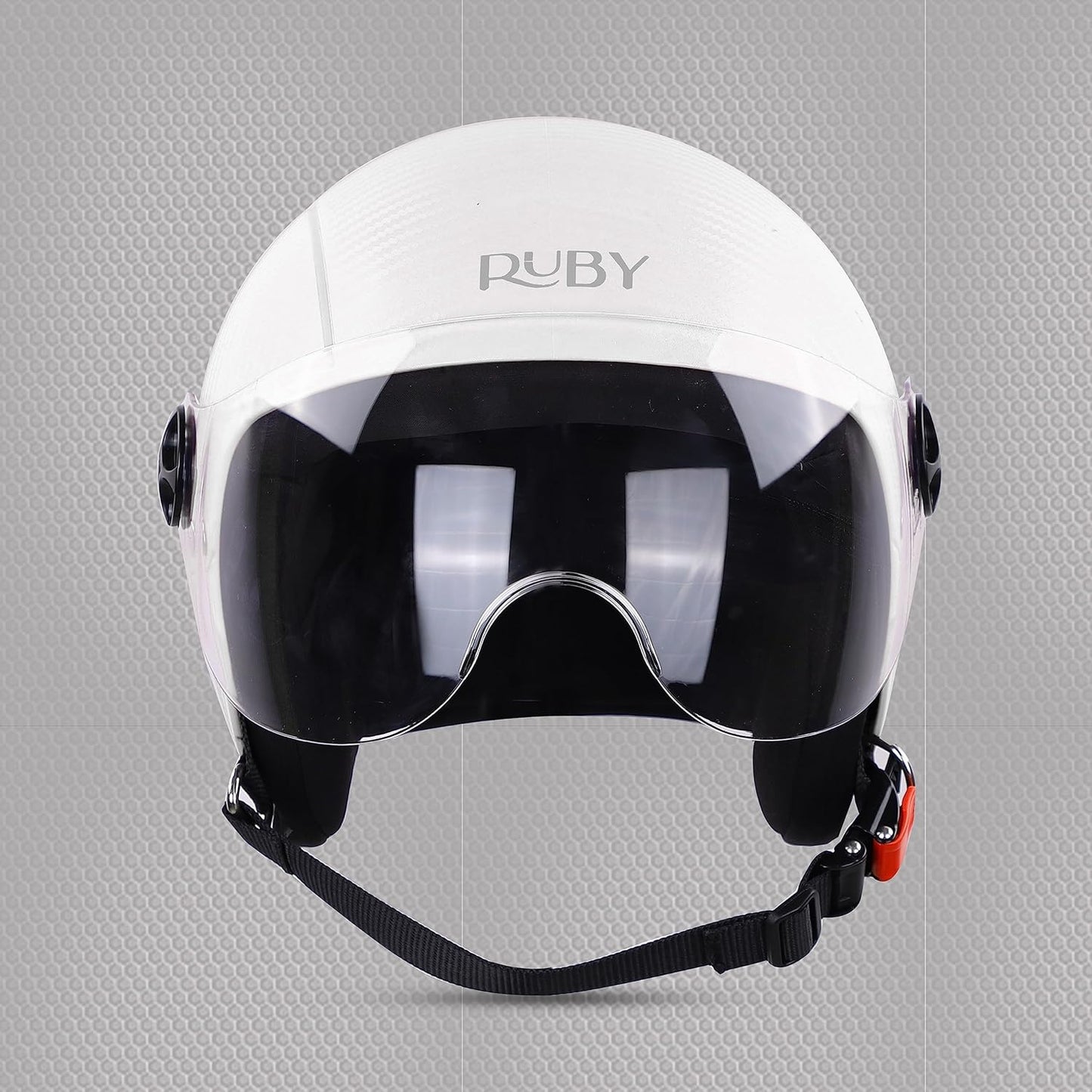 Steelbird SBH-16 Ruby ISI Certified Open Face Helmet.( Dashing White with Clear Visor).