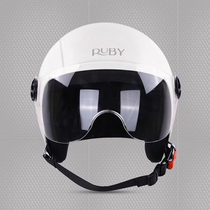 Steelbird SBH-16 Ruby ISI Certified Open Face Helmet.( Dashing White with Clear Visor).