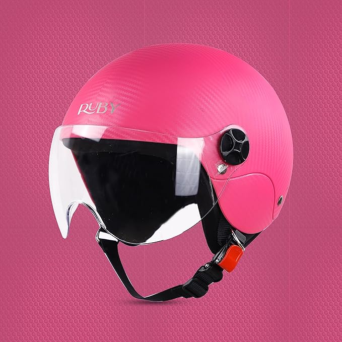 Steelbird SBH-16 Ruby ISI Certified Open Face Helmet.( Dashing Pink with Clear Visor) .
