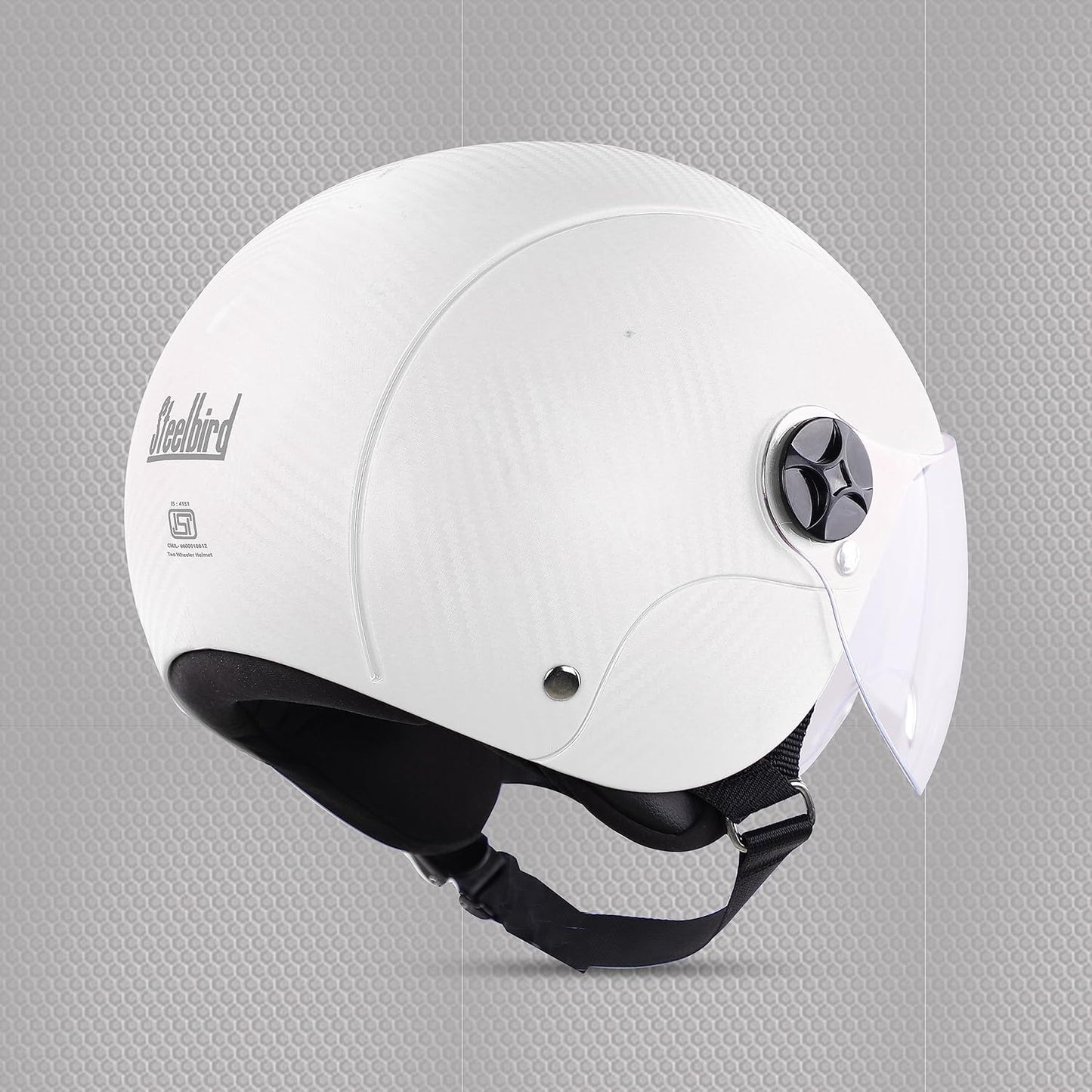 Steelbird SBH-16 Ruby ISI Certified Open Face Helmet.( Dashing White with Clear Visor).