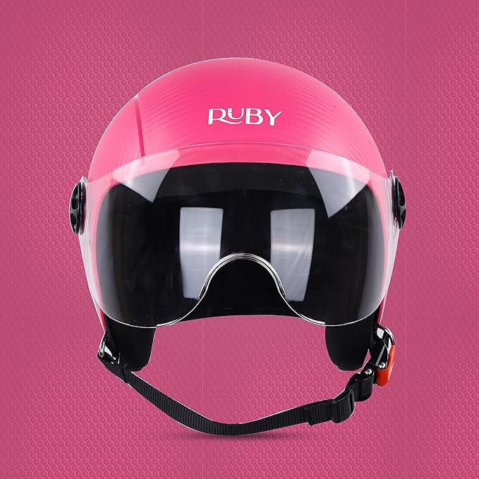Steelbird SBH-16 Ruby ISI Certified Open Face Helmet.( Dashing Pink with Clear Visor) .
