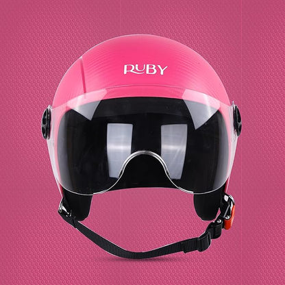 Steelbird SBH-16 Ruby ISI Certified Open Face Helmet.( Dashing Pink with Clear Visor) .