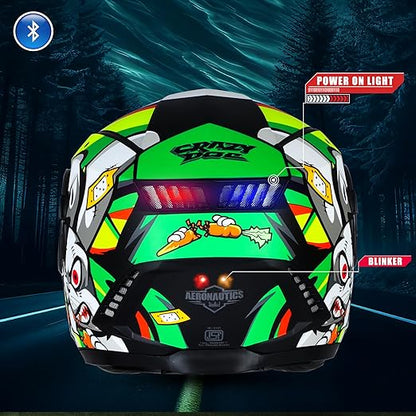 Steelbird Crazy Doe Bluetooth Full Face ISI Certified Motorcycling Helmet for Men with Inner Smoke Sun Shield | SBH-40 7Wings.