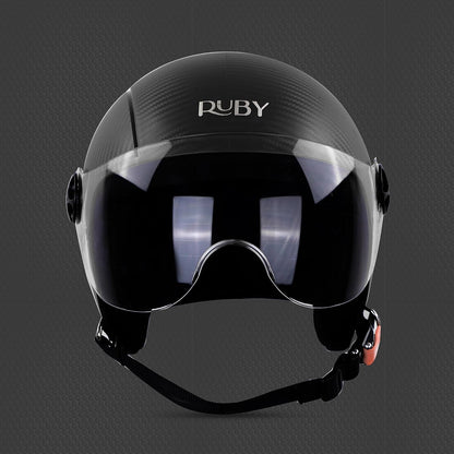 Steelbird SBH-16 Ruby ISI Certified Open Face Helmet.( Dashing Black with Clear Visor).