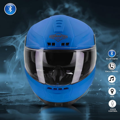 Steelbird Bluetooth Full Face ISI Certified Helmet for Men with Inner Smoke Sun Shield | SBH-40 7Wings .