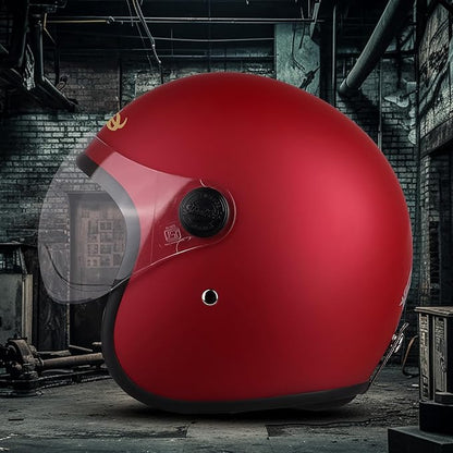 Steelbird SBH-56 Retro Steelbird SBH-56 Retro ISI Certified Open Face Helmet for Men and Women (Matt Maroon).