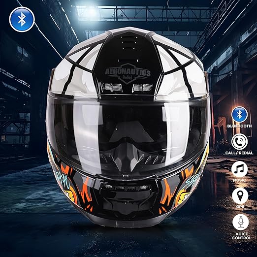 Steelbird Crazy Doe Bluetooth Full Face ISI Certified Motorcycling Helmet for Men with Inner Smoke Sun Shield | SBH-40 7Wings.