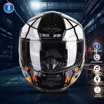 Steelbird Crazy Doe Bluetooth Full Face ISI Certified Motorcycling Helmet for Men with Inner Smoke Sun Shield | SBH-40 7Wings.