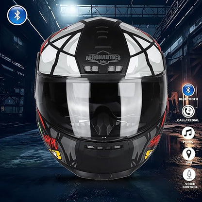 Steelbird Crazy Doe Bluetooth Full Face ISI Certified Motorcycling Helmet for Men with Inner Smoke Sun Shield | SBH-40 7Wings.