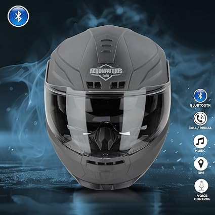 Steelbird Bluetooth Full Face ISI Certified Helmet for Men with Inner Smoke Sun Shield | SBH-40 7Wings .