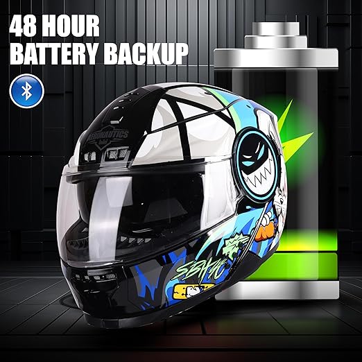 Steelbird Crazy Doe Bluetooth Full Face ISI Certified Motorcycling Helmet for Men with Inner Smoke Sun Shield | SBH-40 7Wings.