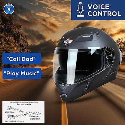 Steelbird Bluetooth Flip Up Isi Certified Motorcycling Helmet For Men And Women With Inner Smoke Sun Shield|Sba-20 7Wings .