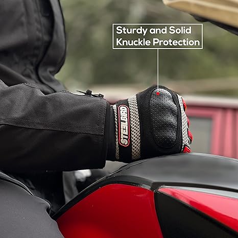 Steelbird Polyester Adventure A-1 Full Finger Riding Gloves With Touch Screen Sensitivity At Thumb & Index Finger, Protective Off-Road Motorbike Racing.