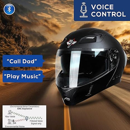 Steelbird Bluetooth Flip Up Isi Certified Motorcycling Helmet For Men And Women With Inner Smoke Sun Shield|Sba-20 7Wings