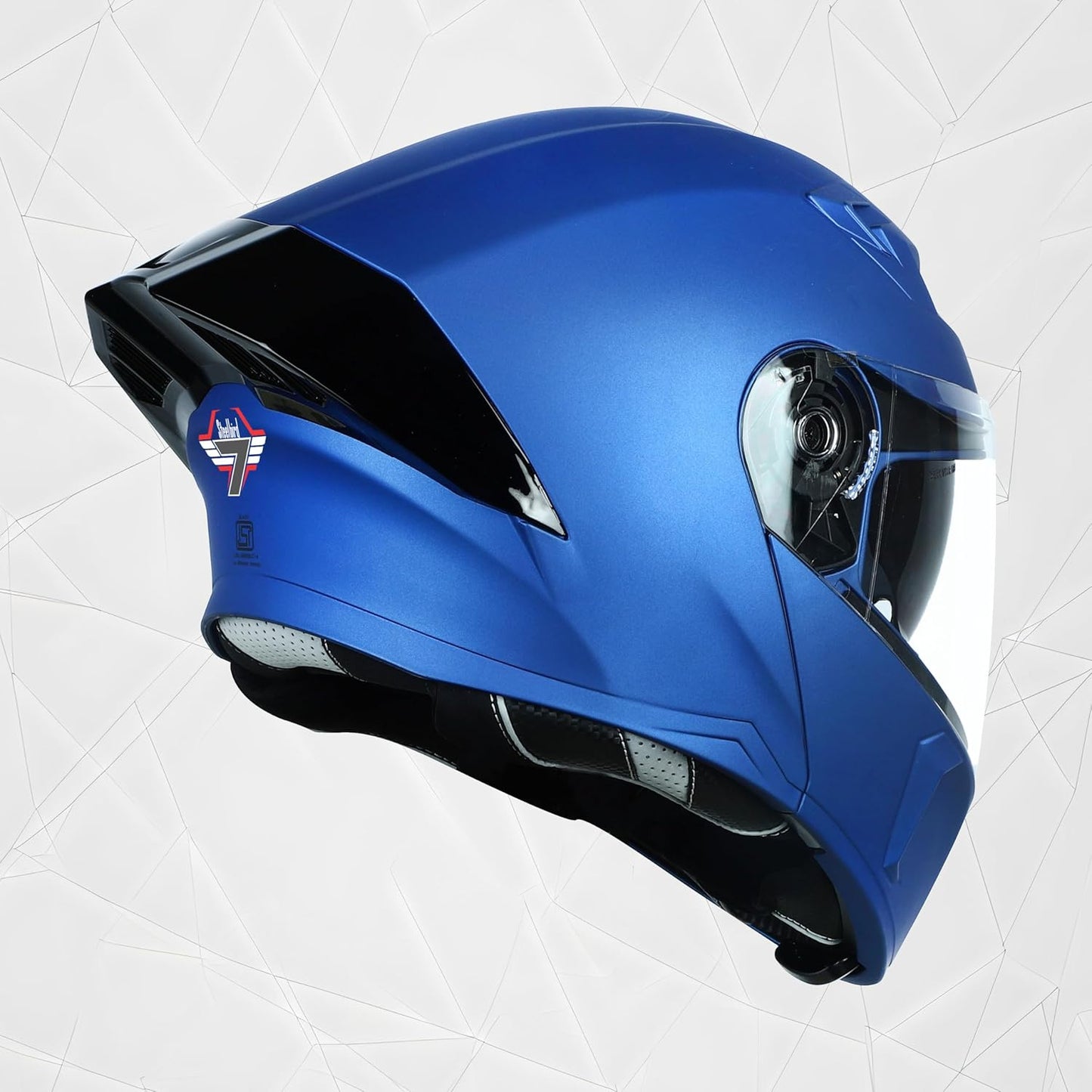 Steelbird SBA-20 7Wings ISI Certified Flip-Up Helmet with Black Spoiler for Men and Women with Inner Smoke Sun Shield (Glossy Blue)
