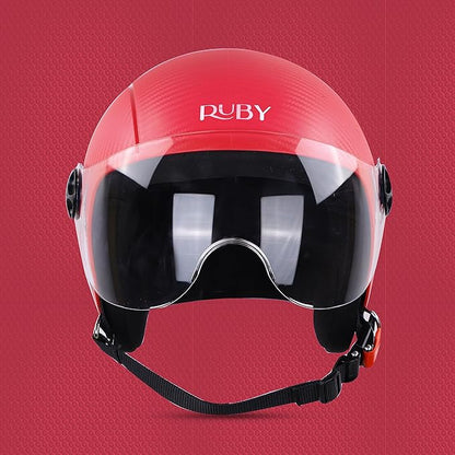 Steelbird SBH-16 Ruby ISI Certified Open Face Helmet.(Dashing Red with Clear Visor)