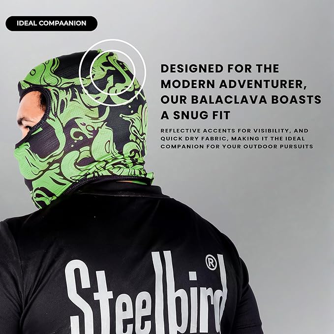 Steelbird Printed Balaclava Most Suitable for Motorcycling, Running, Sports, Head and Face Cover .