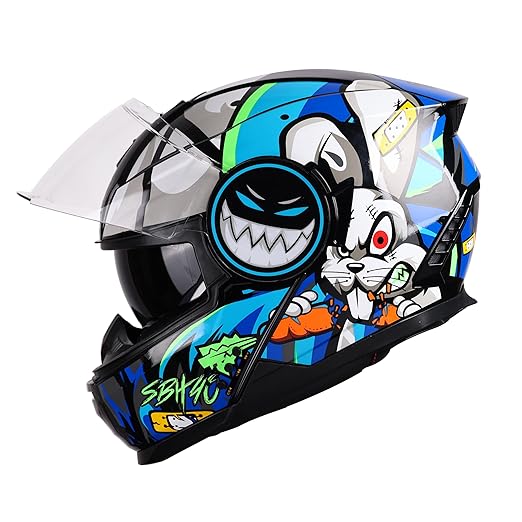 Steelbird Crazy Doe Bluetooth Full Face ISI Certified Motorcycling Helmet for Men with Inner Smoke Sun Shield | SBH-40 7Wings.