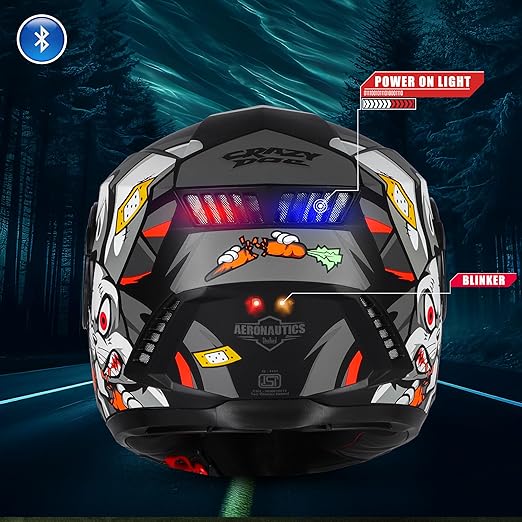 Steelbird Crazy Doe Bluetooth Full Face ISI Certified Motorcycling Helmet for Men with Inner Smoke Sun Shield | SBH-40 7Wings.
