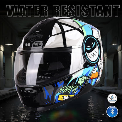 Steelbird Crazy Doe Bluetooth Full Face ISI Certified Motorcycling Helmet for Men with Inner Smoke Sun Shield | SBH-40 7Wings.