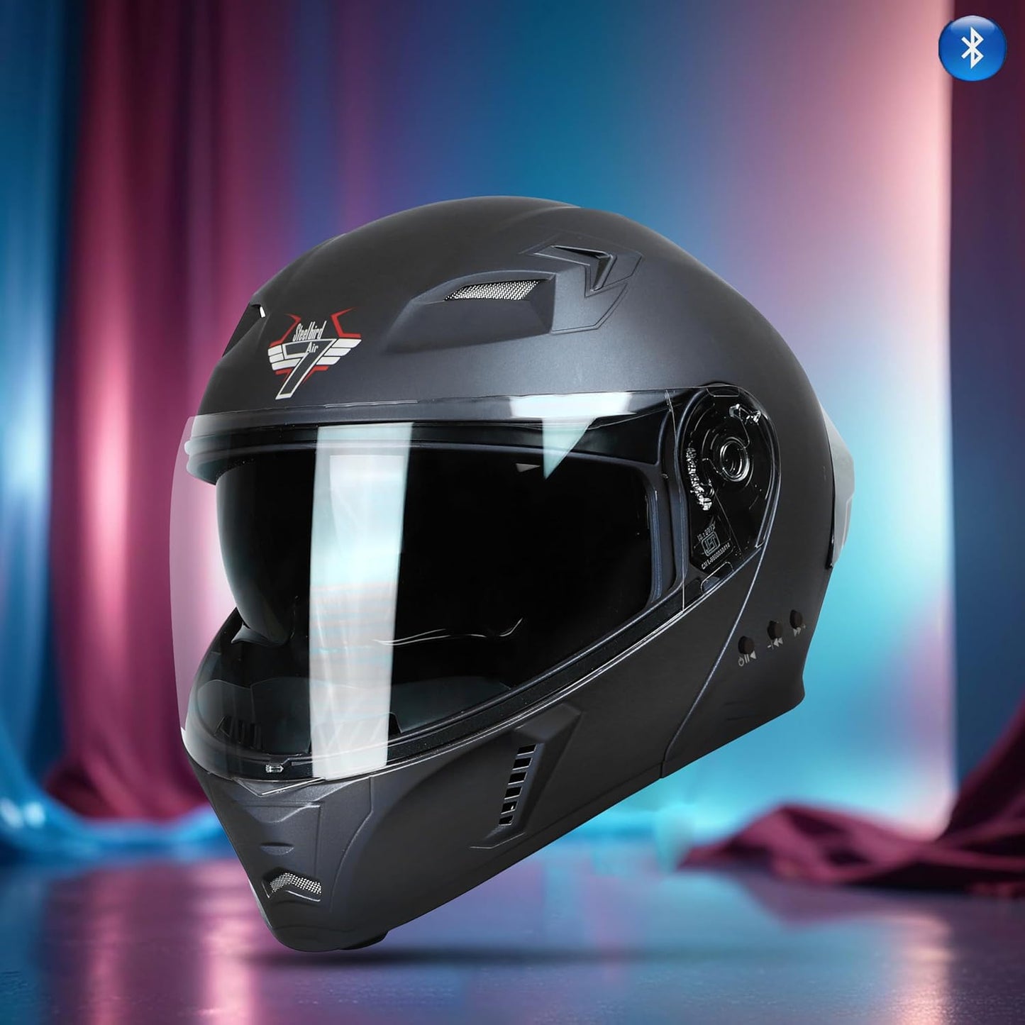 Steelbird Bluetooth Flip Up Isi Certified Motorcycling Helmet For Men And Women With Inner Smoke Sun Shield|Sba-20 7Wings .