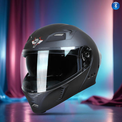 Steelbird Bluetooth Flip Up Isi Certified Motorcycling Helmet For Men And Women With Inner Smoke Sun Shield|Sba-20 7Wings .