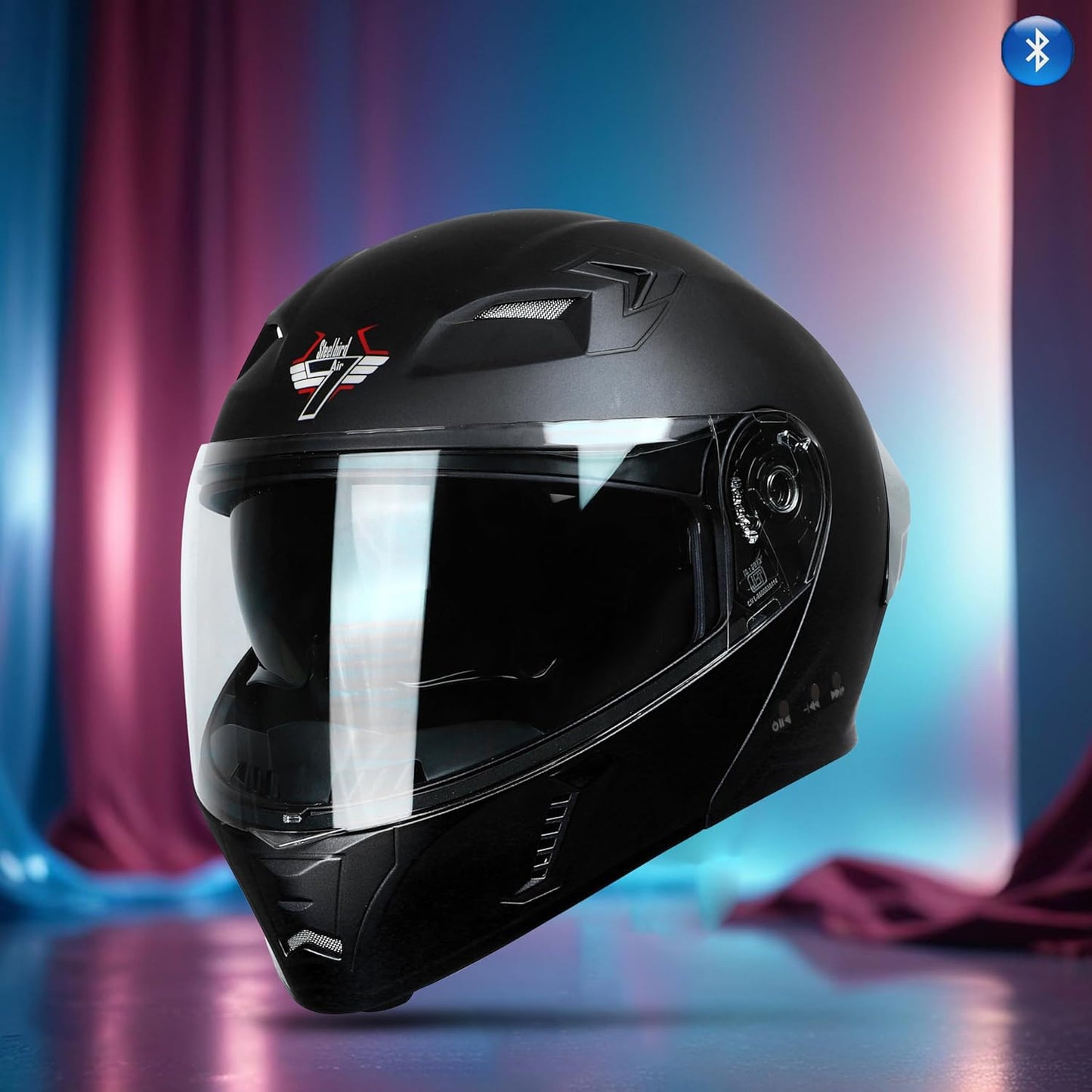Steelbird Bluetooth Flip Up Isi Certified Motorcycling Helmet For Men And Women With Inner Smoke Sun Shield|Sba-20 7Wings