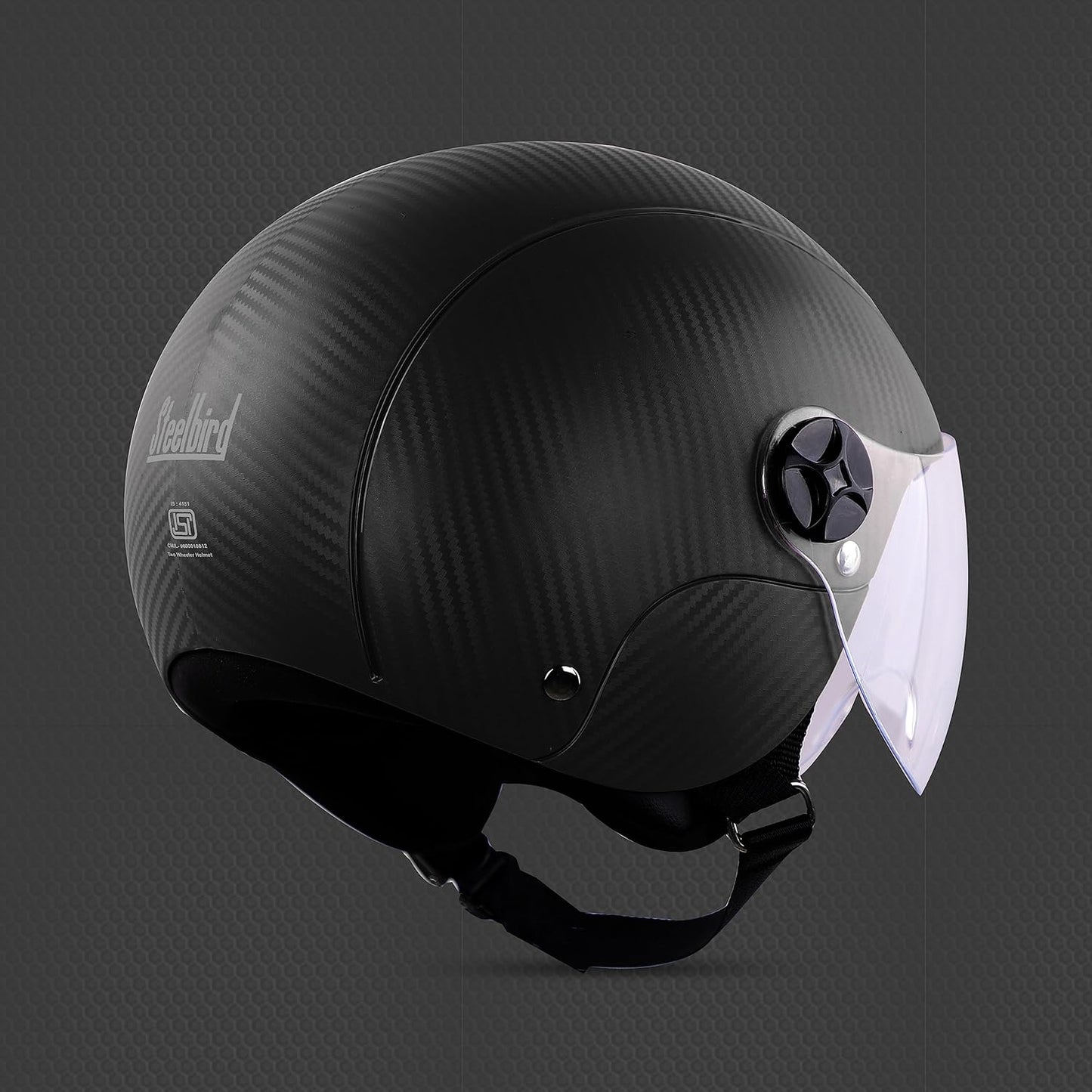 Steelbird SBH-16 Ruby ISI Certified Open Face Helmet.( Dashing Black with Clear Visor).