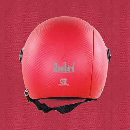 Steelbird SBH-16 Ruby ISI Certified Open Face Helmet.(Dashing Red with Clear Visor)