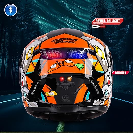 Steelbird Crazy Doe Bluetooth Full Face ISI Certified Motorcycling Helmet for Men with Inner Smoke Sun Shield | SBH-40 7Wings.