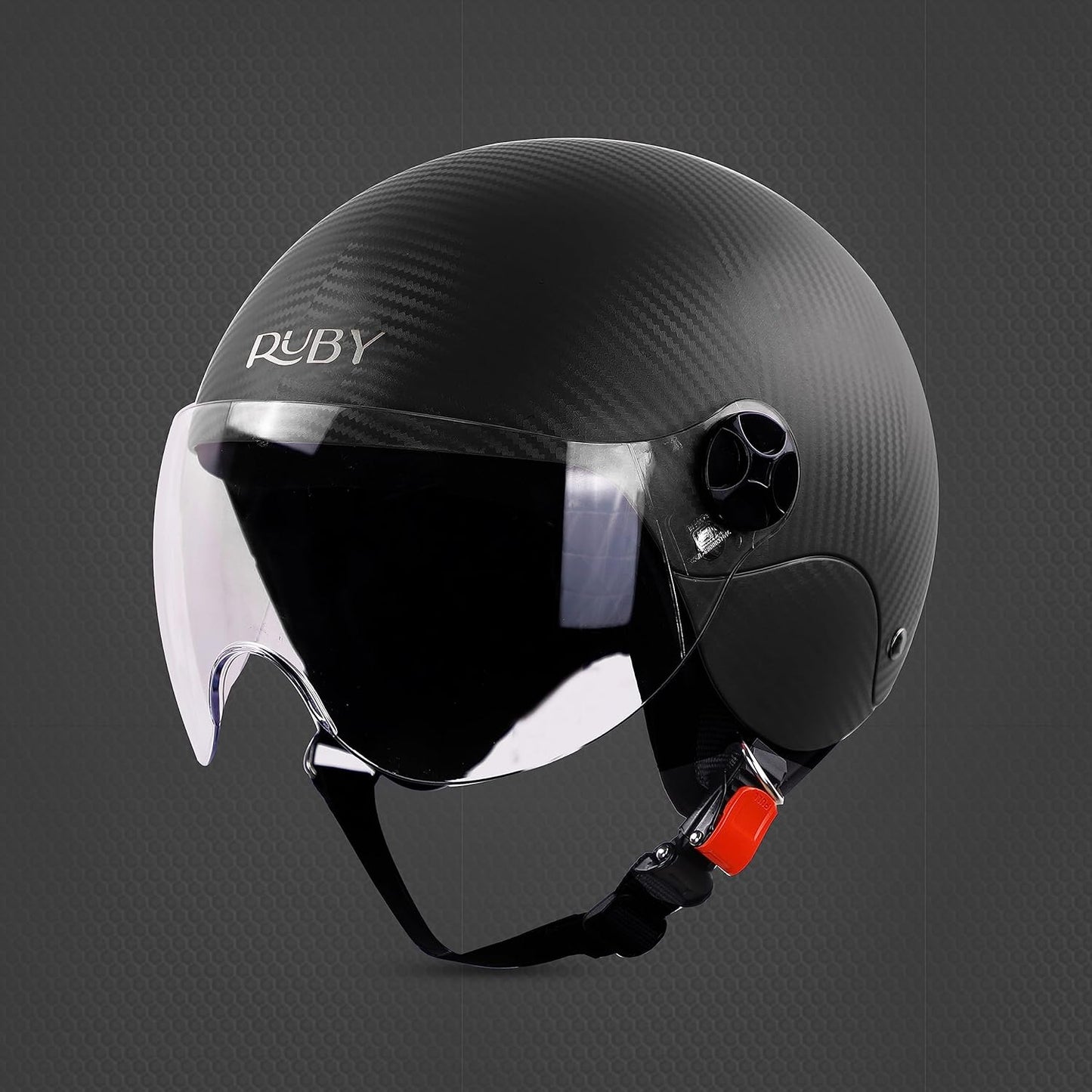 Steelbird SBH-16 Ruby ISI Certified Open Face Helmet.( Dashing Black with Clear Visor).