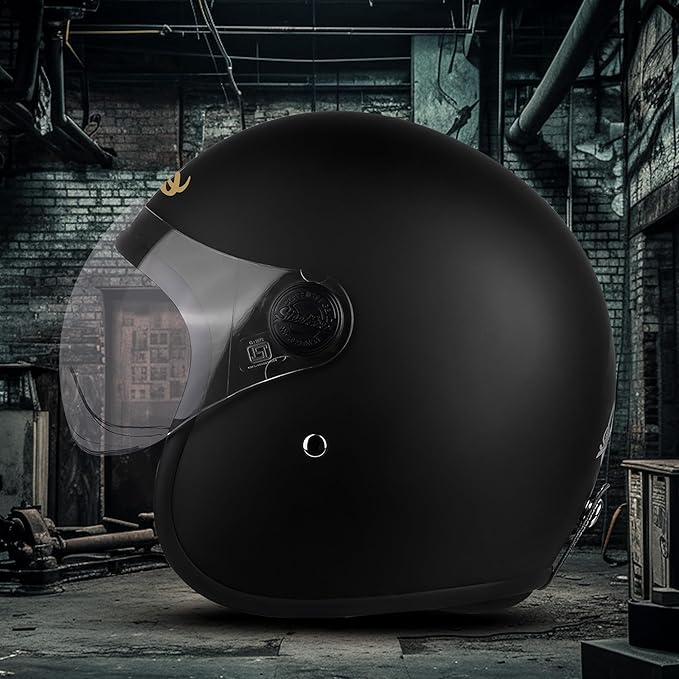 Steelbird SBH-56 Retro Steelbird SBH-56 Retro ISI Certified Open Face Helmet for Men and Women (Matt Black)