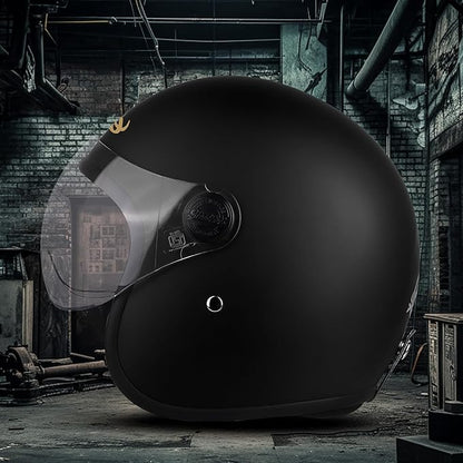 Steelbird SBH-56 Retro Steelbird SBH-56 Retro ISI Certified Open Face Helmet for Men and Women (Matt Black)