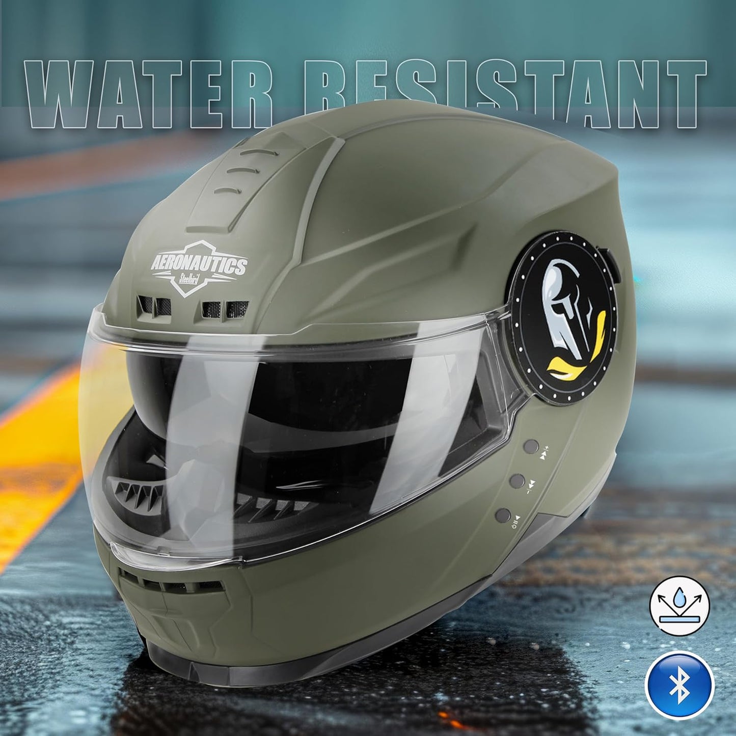 Steelbird Bluetooth Full Face ISI Certified Helmet for Men with Inner Smoke Sun Shield | SBH-40 7Wings .