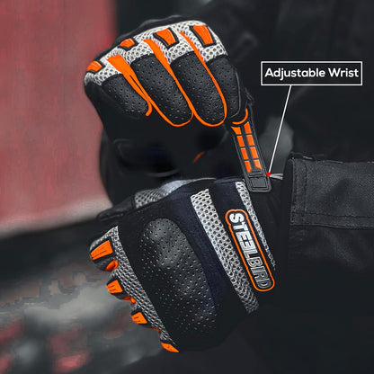 Steelbird Polyester Adventure A-1 Full Finger Riding Gloves With Touch Screen Sensitivity At Thumb & Index Finger, Protective Off-Road Motorbike Racing.