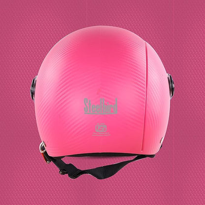 Steelbird SBH-16 Ruby ISI Certified Open Face Helmet.( Dashing Pink with Clear Visor) .