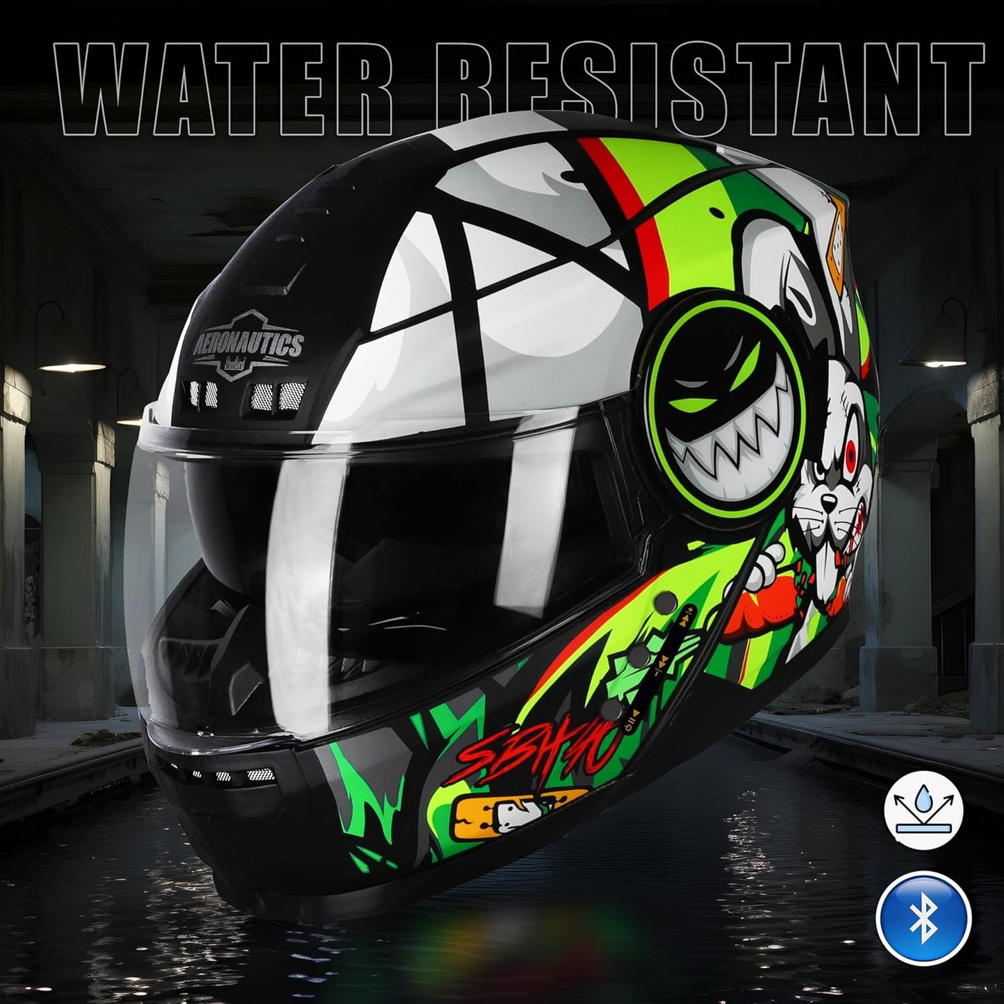 Steelbird Crazy Doe Bluetooth Full Face ISI Certified Motorcycling Helmet for Men with Inner Smoke Sun Shield | SBH-40 7Wings.