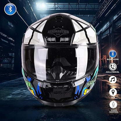 Steelbird Crazy Doe Bluetooth Full Face ISI Certified Motorcycling Helmet for Men with Inner Smoke Sun Shield | SBH-40 7Wings.