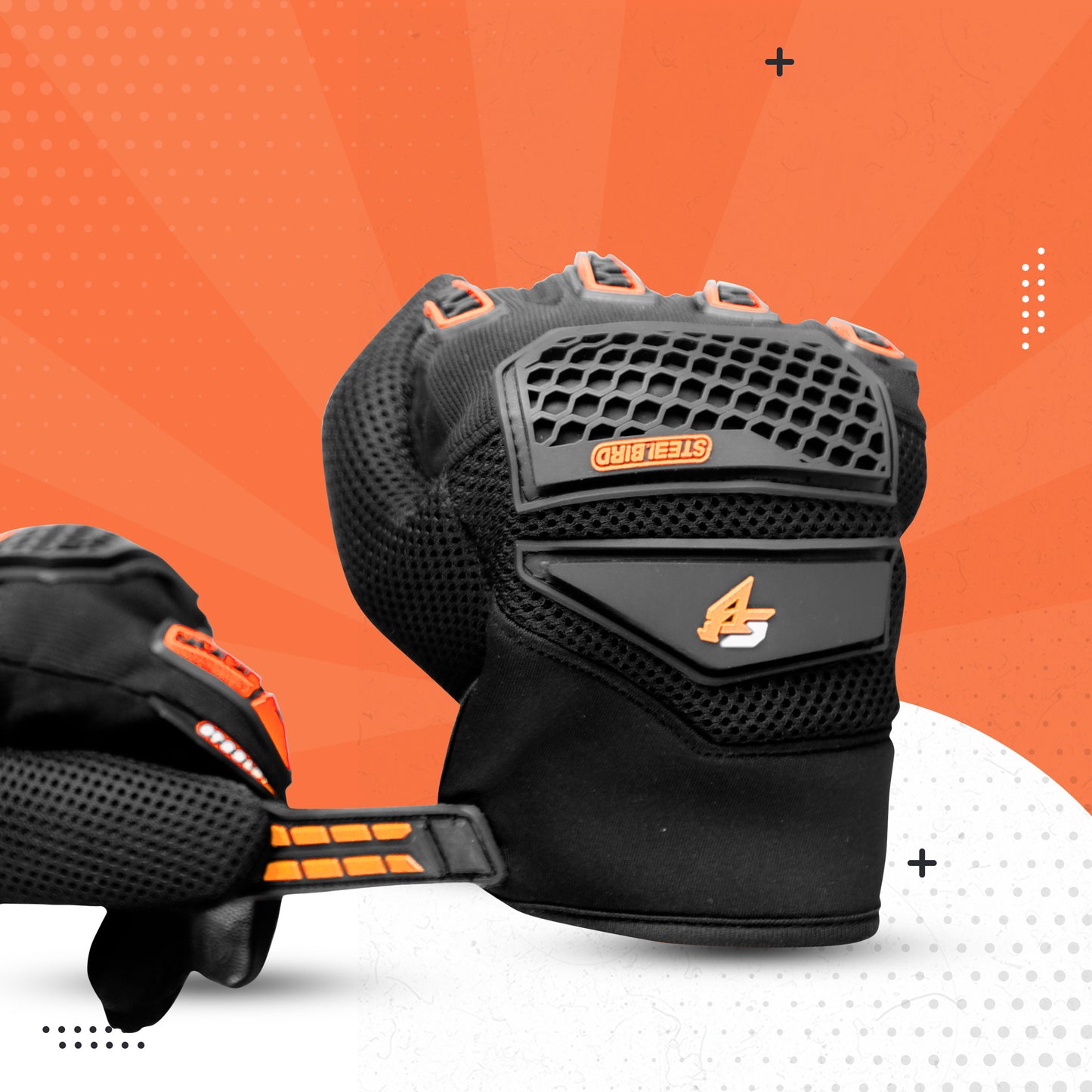 Steelbird Polyester Adventure A-2 Full Finger Bike Riding Gloves with Touch Screen Sensitivity at Thumb and Index Finger, Protective Off-Road Motorbike Racing .