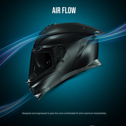 Steelbird SBH-57 Fighter F2 Graphic Helmet ISI and DOT Certified Full Face Helmet for Men with Inner Silver Sun Shield (Glossy Black Green))
