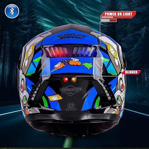 Steelbird Crazy Doe Bluetooth Full Face ISI Certified Motorcycling Helmet for Men with Inner Smoke Sun Shield | SBH-40 7Wings.