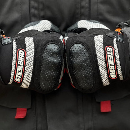 Steelbird Polyester Adventure A-1 Full Finger Riding Gloves With Touch Screen Sensitivity At Thumb & Index Finger, Protective Off-Road Motorbike Racing.