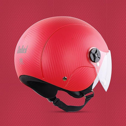 Steelbird SBH-16 Ruby ISI Certified Open Face Helmet.(Dashing Red with Clear Visor)