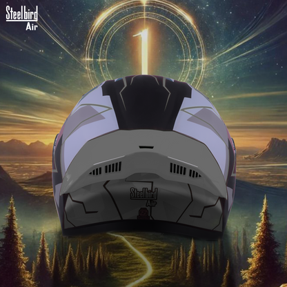 Steelbird SBA-20 01 ISI Certified Flip-Up Graphic Helmet for Men and Women with Inner Chrome Sun Shield .(Glossy Black Grey with Smoke Visor).