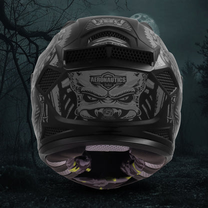 Steelbird SBH-25 Predator ISI Certified Full Face Graphic Helmet for Men and Women (Glossy Black Grey with Inner Smoke Sun Shield)
