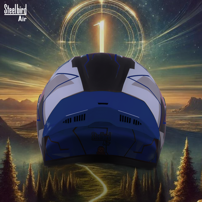 Steelbird SBA-20 01 ISI Certified Flip-Up Graphic Helmet for Men and Women with Inner Chrome Sun Shield.(Glossy Black Blue with Smoke Visor).