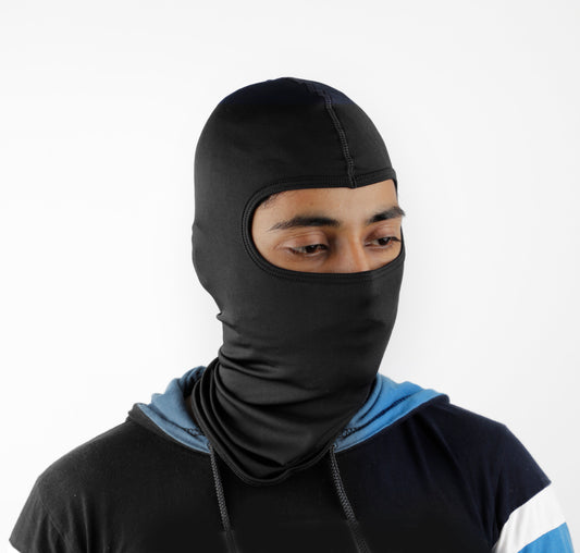Steelbird Unisex-Adult Soft Lycra Balaclava Most Suitable for Motorcycling, Running, Sports, Head and Face Cover (Black), Free Size