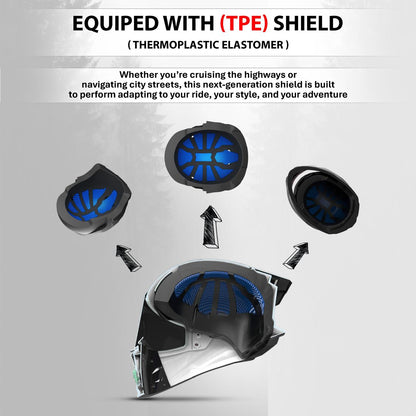 Steelbird SBH-61 SXE X2 Pinlock ISI and Dot Certified Full Face Helmet for Men and with Inner Silver Sunshield (Glossy Black Cyan Green with Smoke Visor)