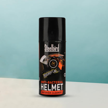Steelbird Helmet Interior Foam Cleaner Anti Bacterial Spray, Deep Cleaning For Helmet Interior, Protects From Hair Loss- 150 Ml, Black