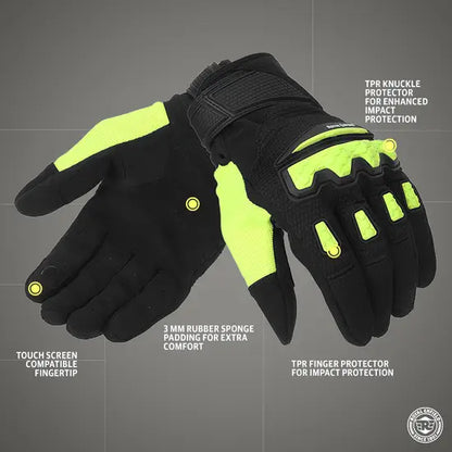 ROYAL ENFIELD URBAN HUSTLER V2 GLOVES - NEON GREEN
